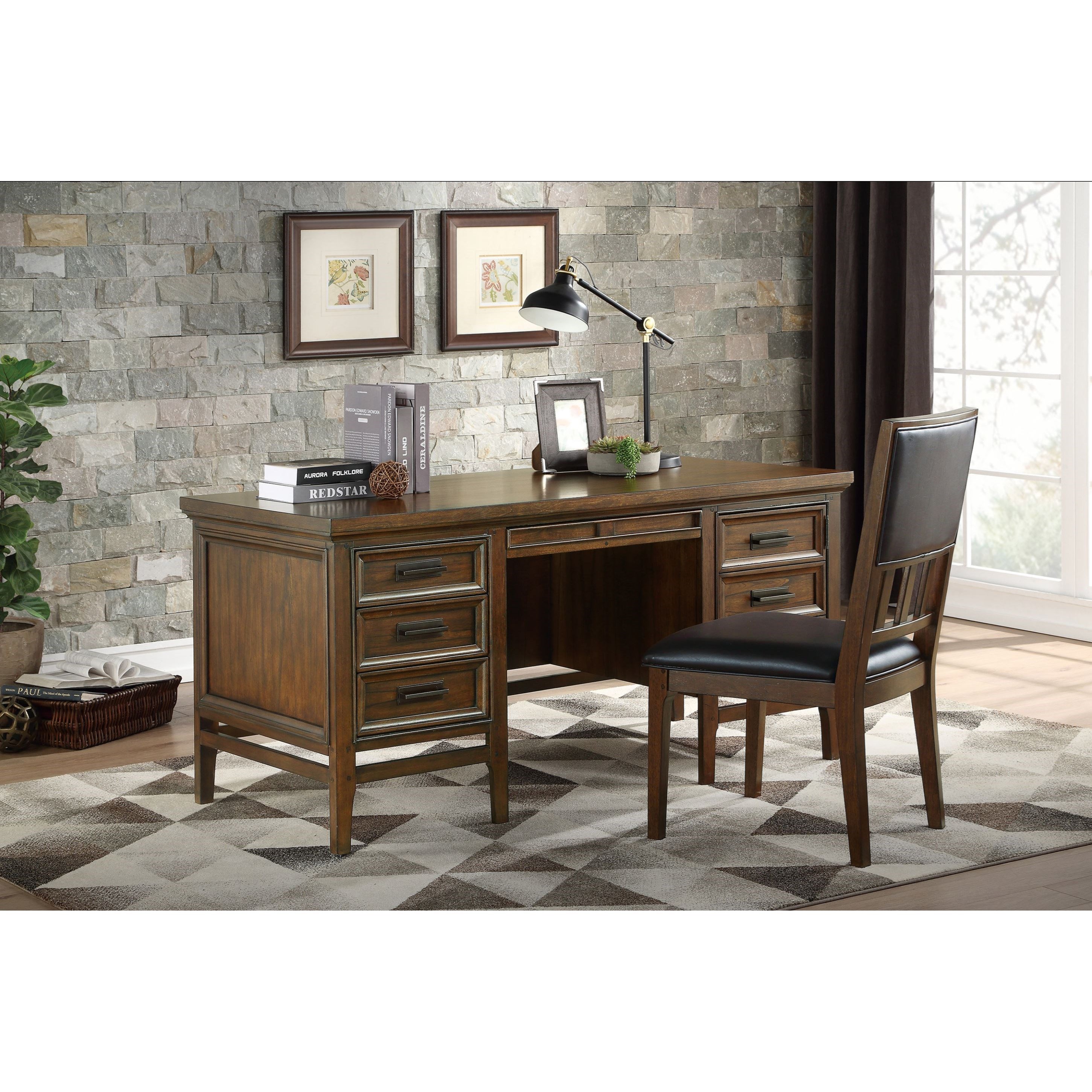 Transitional shop executive desk